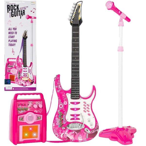 M-Toys gyerek Gitár erősítővel és mikrofonnal #rózsaszín