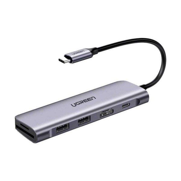 UGREEN CM195 6 az 1-ben adapter USB-C - HDMI, 2x USB-A 3.0, SD/TF, PD, szürke
(15214) (15214)