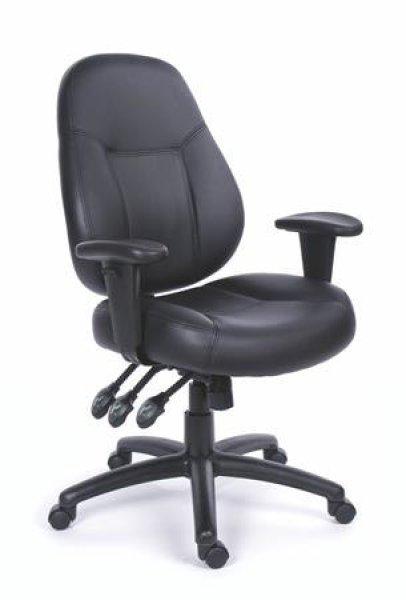 Irodai szék, állítható karfával, fekete, puha bonded bőrborítás, fekete
lábkereszt, MAYAH "Champion Plus"