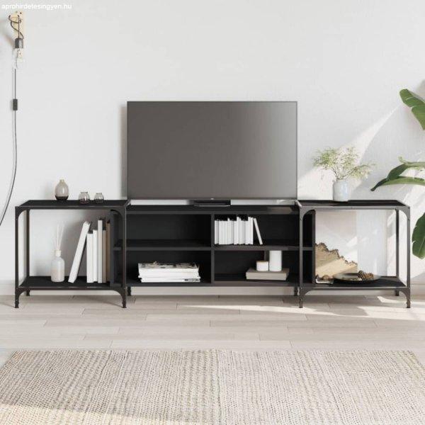 Fekete szerelt fa TV-szekrény 203 x 37 x 50 cm
