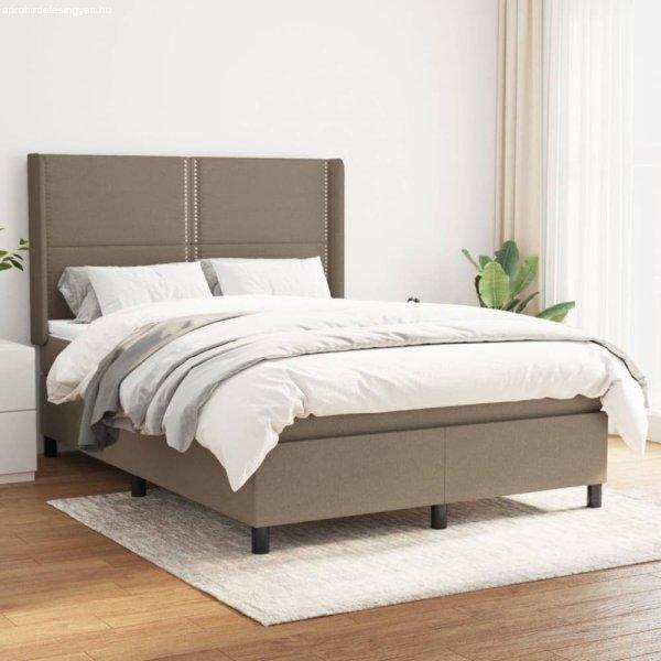Tópszínű szövet rugós ágy matraccal 140 x 190 cm