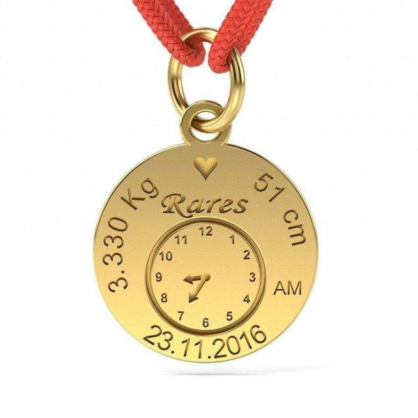 Sárgaarany medál születésnapi óra húzózsinórral