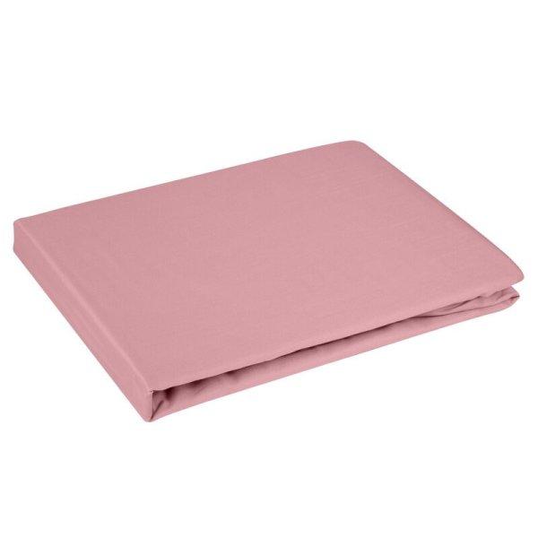 Dina pamut-szatén gumis lepedő Púder rózsaszín 220x200 cm + 30 cm