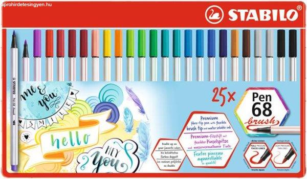 Ecsetirón készlet, fém doboz, STABILO "Pen 68 brush", 19
különböző szín