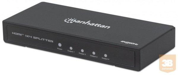 Manhattan AV elosztó splitter HDMI 2.0 1x4 4K*2K UHD 60Hz HDR AC teljesítmény