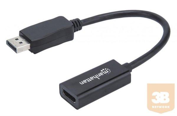 Manhattan Kábel adapter DisplayPort DP HDMI M/F 1080p Full HD 15cm fekete