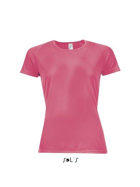Női raglános rövid ujjú sport póló, SOL'S SO01159, Neon Coral-XS