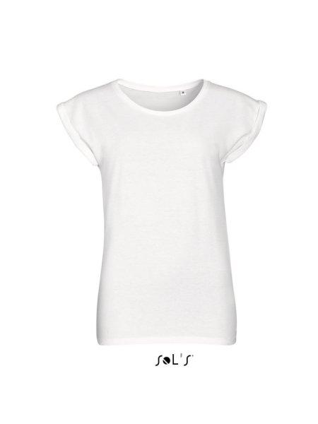 Női MELBA kereknyakú pamut póló, SOL'S SO01406, White-M
