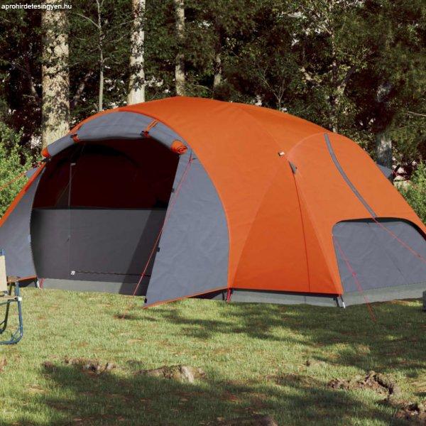 8 személyes szürke-narancs vízálló keresztirányú családi sátor