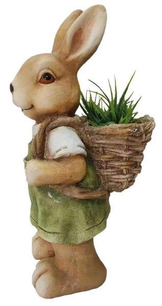 Decoration Gecco 8053, Bunny with basket, magnesia, 46 cm