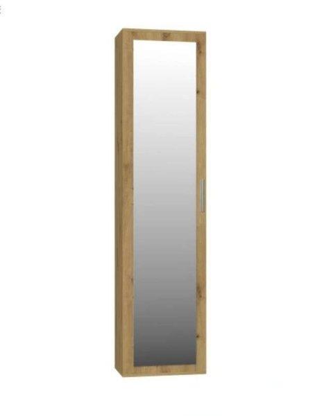Előszoba szekrény tükörrel - Holzmeister - 50 x 180 cm - arany tölgy
