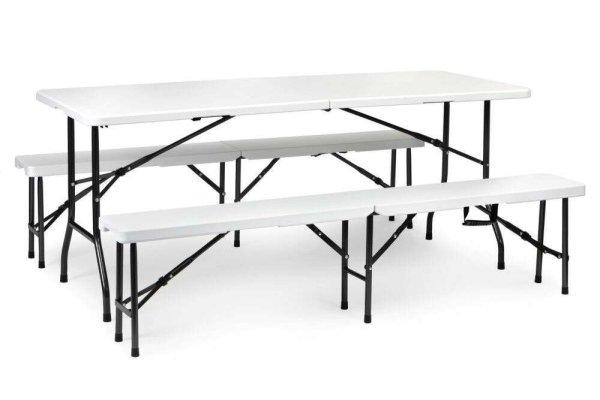 ModernHome összecsukható hordozható Sörpad garnitúra asztal 180cm + 2 pad
#fehér