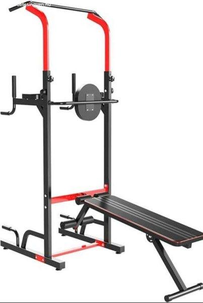 Multifunkciós edzőpad, magasság 180-230 cm, acél, fekete / piros