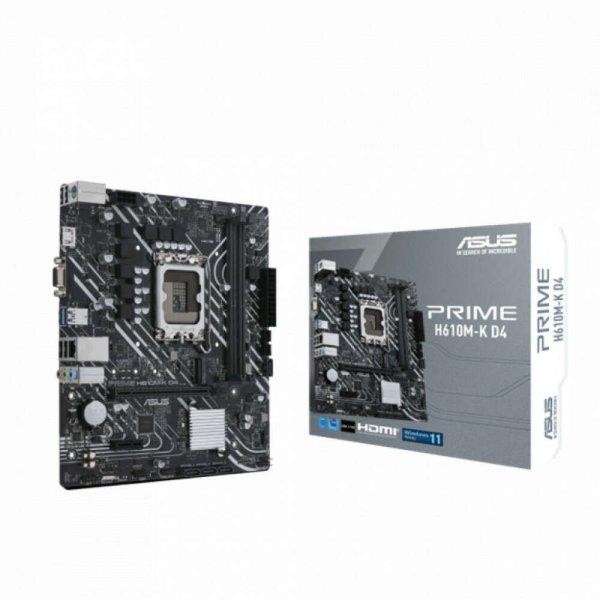 Asus Alaplap - Intel PRIME H610M-K D4 s1700 (H610, 2xDDR4 3200MHz, 4xSATA3,
1xM.2, HDMI+VGA)