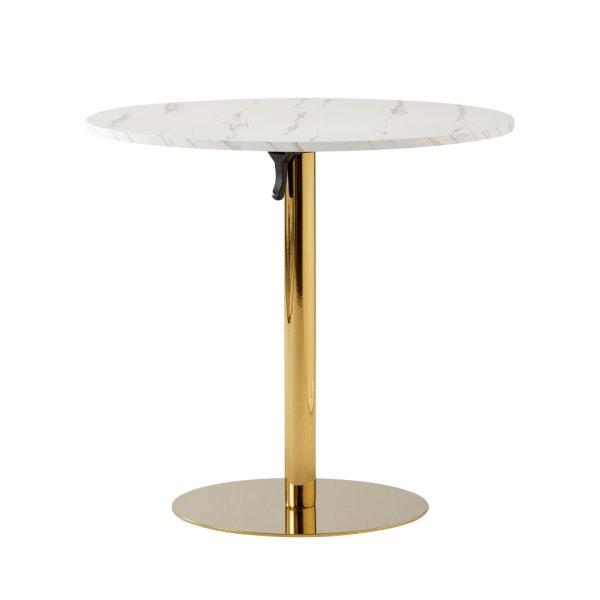 Étkezőasztal, világos márvány/gold króm - arany,
átmérő 80 cm, LAMONT