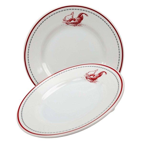 6 darabos Cesiro szett: Arktik Fehér piros csíkkal és csirkékkel díszített
20 cm-es deszert tányér