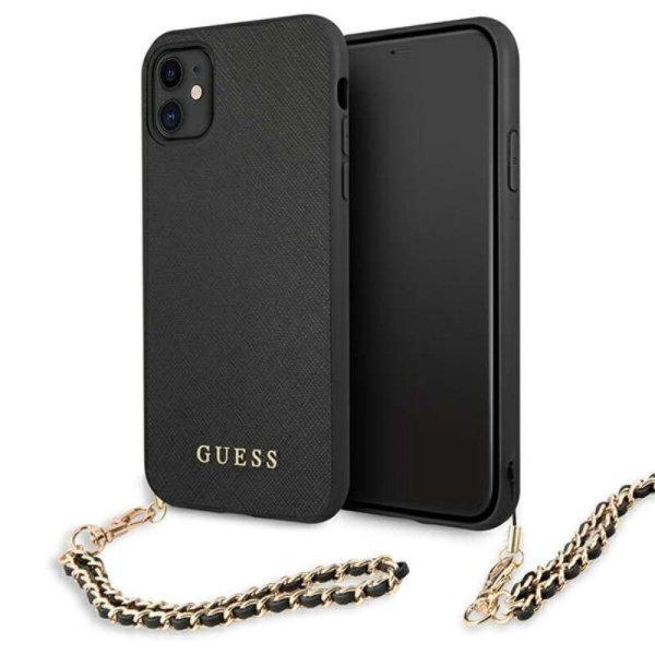 Guess Saffiano Chain - iPhone 11 telefontok fekete