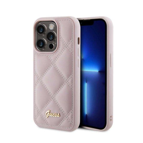Guess Quilted Metal Logo - telefontok iPhone 15 Pro pink