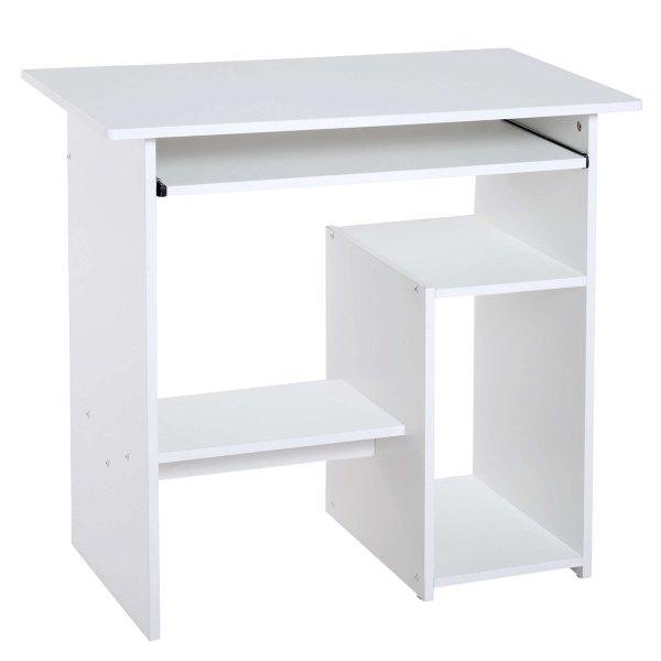 ergonomikus íróasztal, modern kivitelben, 80 x 45 x 75 cm, PAL / fém, fehér