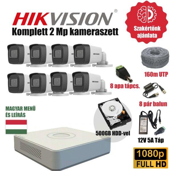 Hikvision 2MP Base TurboHD prémium kamera rendszer 8db kamerával és 500GB
HDD-vel