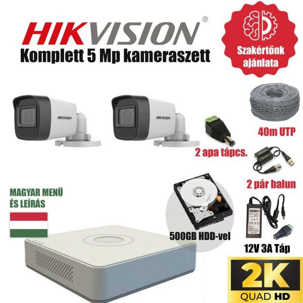 Hikvision Szereld Magad TurboHD Csomag 2 kamerás 5Mp szabadon vágható utp
kábellel és hagyományos balunnal