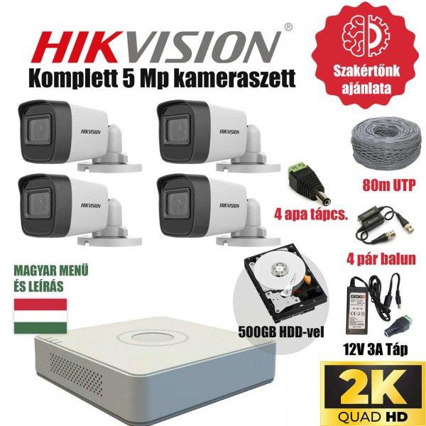 Hikvision Szereld Magad TurboHD Csomag 4 kamerás 5Mp szabadon vágható utp
kábellel és hagyományos balunnal