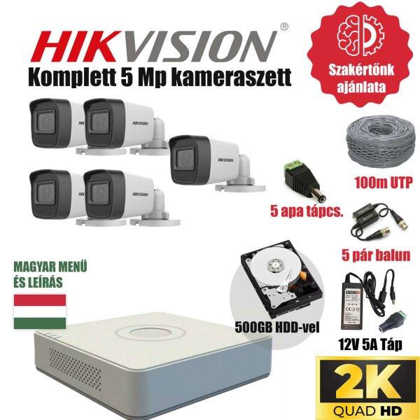 Hikvision Szereld Magad TurboHD Csomag 5 kamerás 5Mp szabadon vágható utp
kábellel és hagyományos balunnal