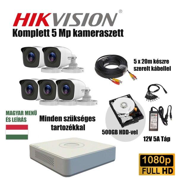 Hikwatch Szereld Magad TurboHD Csomag Hikvision DVR-rel 5 kamerás 2Mp 2.8mm 20m
IR 5x20m készre szerelt kábellel