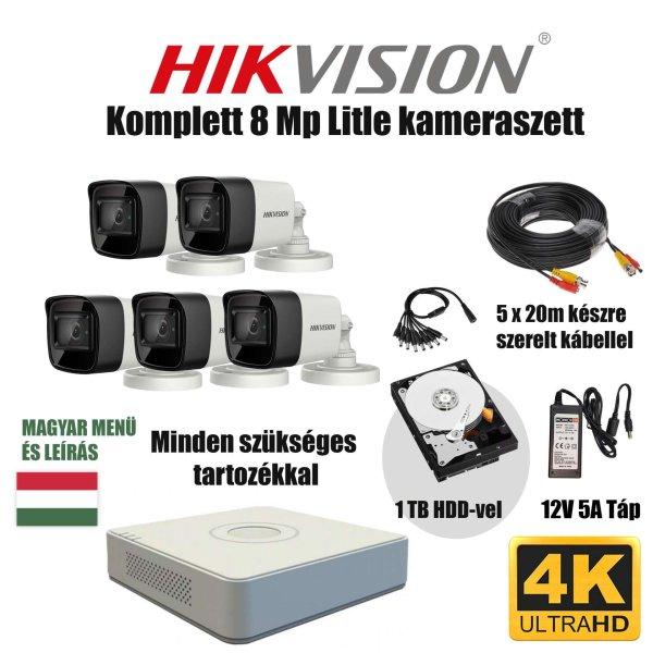 Hikvision 8MP TurboHD prémium kamera rendszer 5 db kamerával és 1 TB HDD-vel