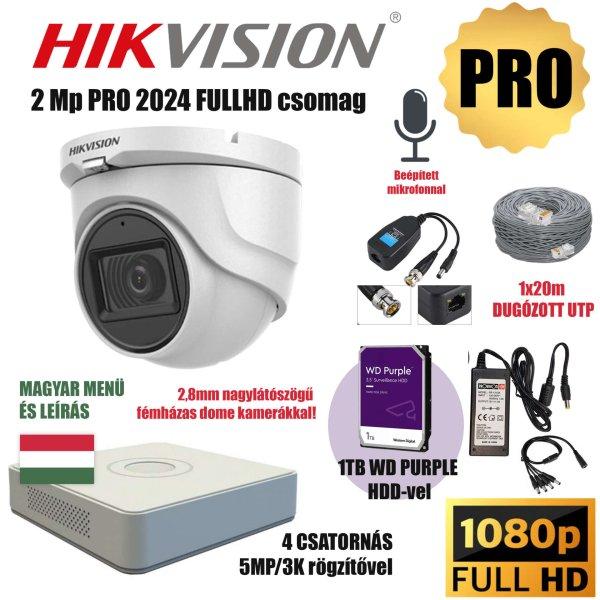 Hikvision 2MP PRO 1 Kamerás Szereld Magad TurboHD Csomag RJ45 balunnal és
készre szerelt UTP kábellel