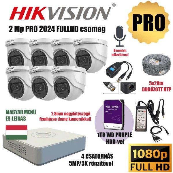 Hikvision 2MP PRO 7 Kamerás Szereld Magad TurboHD Csomag RJ45 balunnal és
készre szerelt UTP kábellel