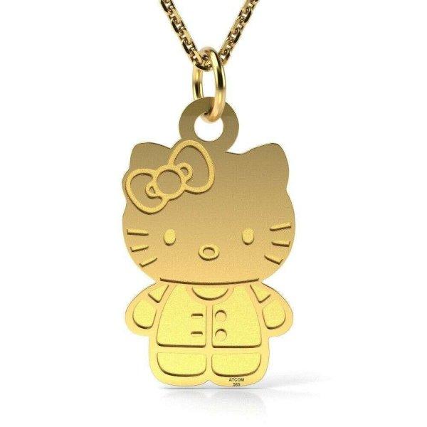 Hello Kitty sárga arany medál nyaklánc