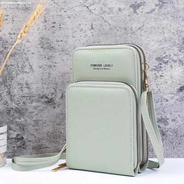 Női kis táska, mobil táska világos zöld