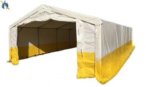 Professzionális munkaterületi sátor, raktársátor  5x10 m  ponyva tűzálló
PVC 500 g/m² fehér/sárga