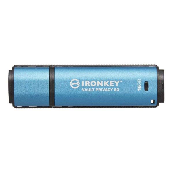 Kingston IronKey Vault Privacy 50 USB-A 3.2 16GB Pendrive - Kék
