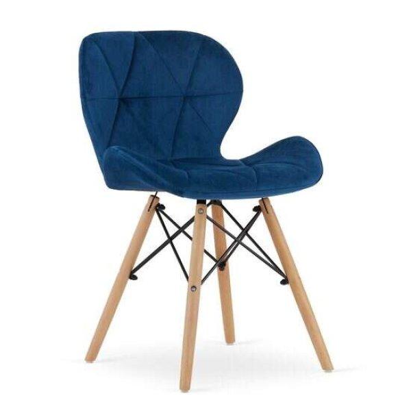 Skandináv stílusú szék, Mercaton, Lago, bársony, fa, sötétkék,
48x52.5x74 cm