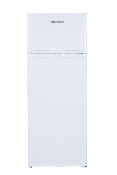 2 ajtós hűtőszekrény Heinner HF-H2206E++, energiaosztály: E, teljes
kapacitás: 206 L, hűtőszekrény kapacitása: 169 L, fagyasztó kapacitása:
37 L, mechanikus vezérlés állítható termosztáttal,
