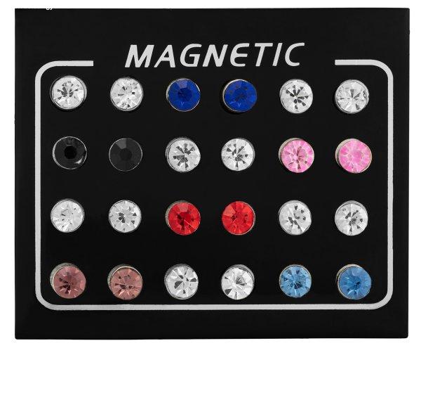 Troli Modern mágneses fülbevaló szett színes
kristályokkal (fülbevaló, mini bross)