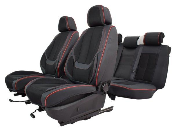Nissan Micra 2013-Tól Victoria Méretezett Üléshuzat Bőr/Szövet
-Piros/Fekete- Komplett Garnitúra