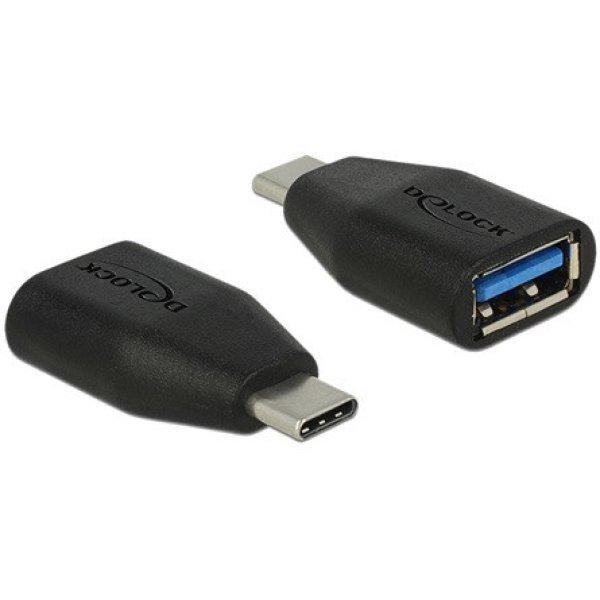 Delock USB-C 3.1 Gen1 -> USB-A 3.2 Gen 2 M/F adapter fekete