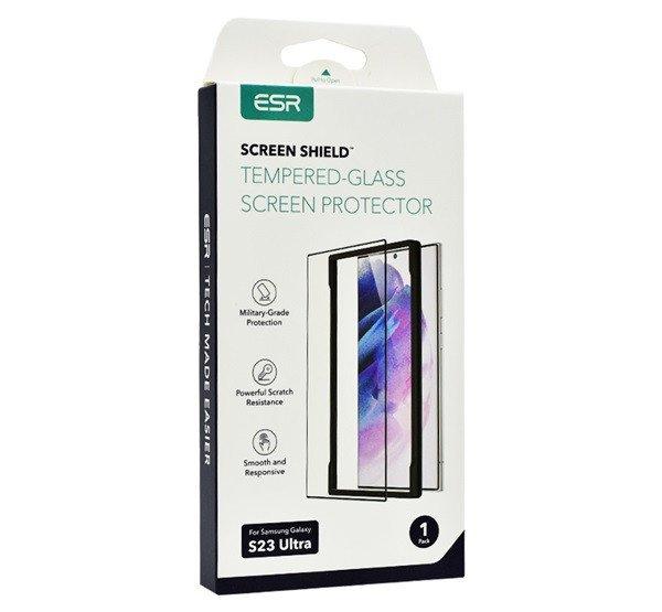 ESR SCREEN SHIELD képernyővédő üveg (2.5D, íves, karcálló, 0.3mm, 9H +
felhelyezést segítő keret) ÁTLÁTSZÓ Samsung Galaxy S23 Ultra (SM-S918)