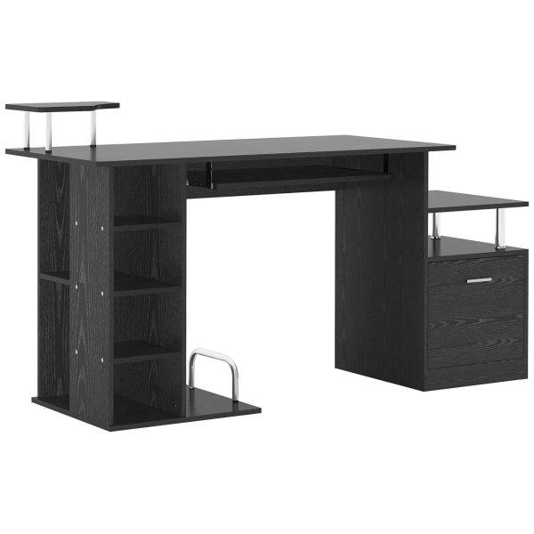 Homcom íróasztal, MDF, nyomtatótartó, 152 x 60 x 88 cm, fekete