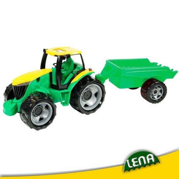 LENA: Óriás traktor utánfutóval - zöld, 94 cm