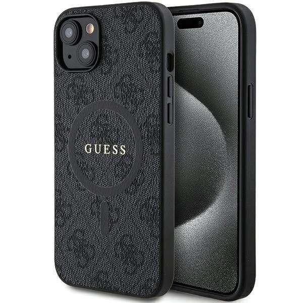 Guess 4G Collection bőr fém logós MagSafe tok iPhone 15 Plus / 14 Plus -
Fekete
