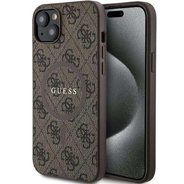 Guess 4G Collection Bőr fém logós MagSafe tok iPhone 15 Plus / 14 Plus -
Barna