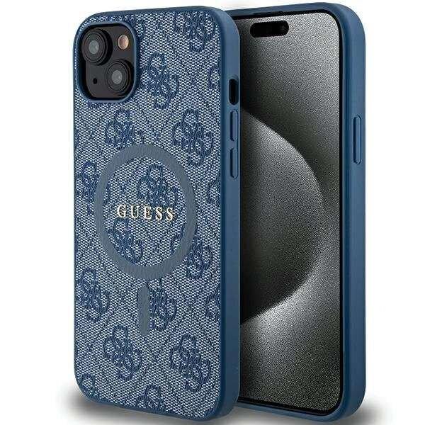 Guess 4G Collection bőr fém logós MagSafe tok iPhone 15 / 14 / 13
készülékhez - kék