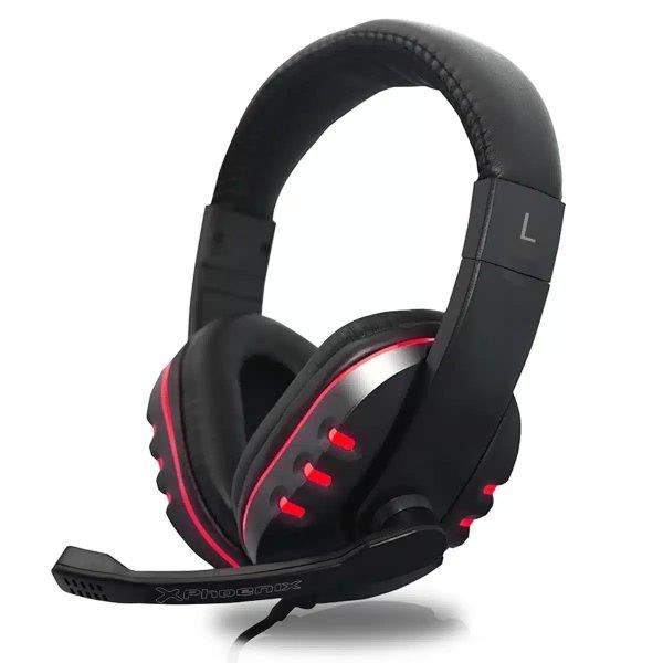 Gamer fejhallgató mikrofonnal - kényelmes, műbőr
borítású, összehajtható - fekete, piros (BBV) (BBD)