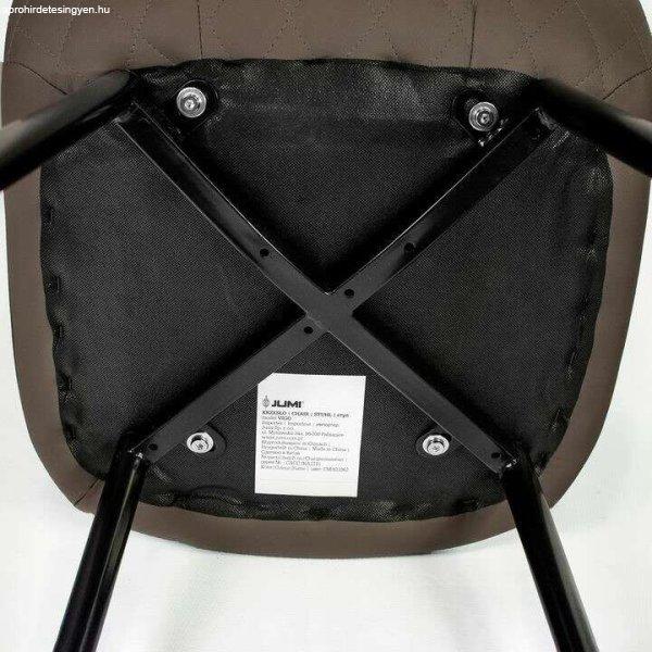 Skandináv szék, kárpitozott, öko-bőr, varrási minta hátul, bézs és
fekete, max 100 kg, 44x52x85 cm, Vigo