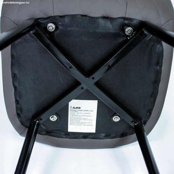 Skandináv szék, kárpitozott, öko-bőr, varrási minta hátul, szürke és
fekete, max 100 kg, 44x52x85 cm, Vigo