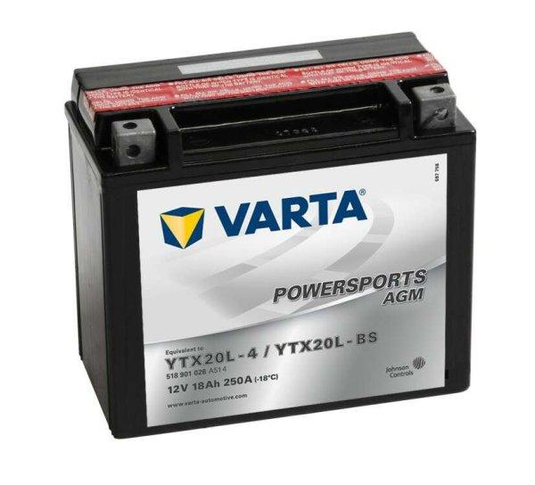 Varta YTX20L-BS 12V 18Ah 280A Jobb AGM motor akkumulátor